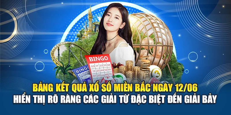 Bảng kết quả xổ số miền Bắc ngày 12/06 hiển thị rõ ràng các giải từ đặc biệt đến giải bảy